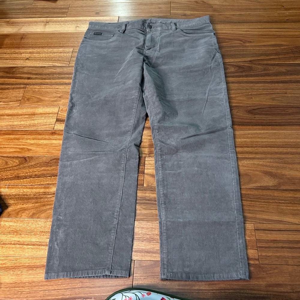 Brooks Brothers Mens Gray Corduroy Pants Regular Fit 38x30 Cotton Stretch 5-Pkt